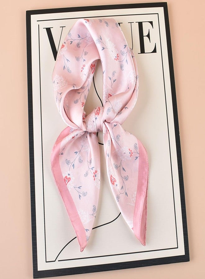 EIysee Head Scarf for Women Like Silk Scarf Hair Scarf Printed Square Scarf Bandanas for Sleeping 27 Inches (Small Floral-Pink) - Image 4